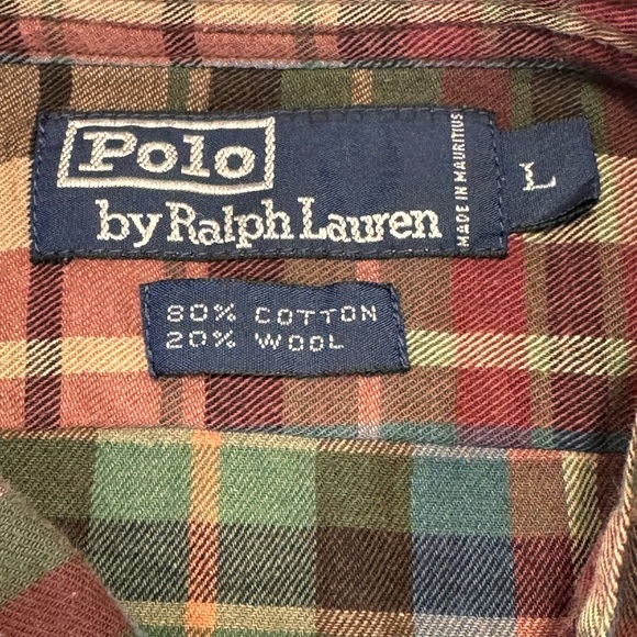 VTG Polo Ralph Lauren Lived In Shirt Mens Size L Wool Cotton Blend Flannel Plaid - Picture 4 of 9